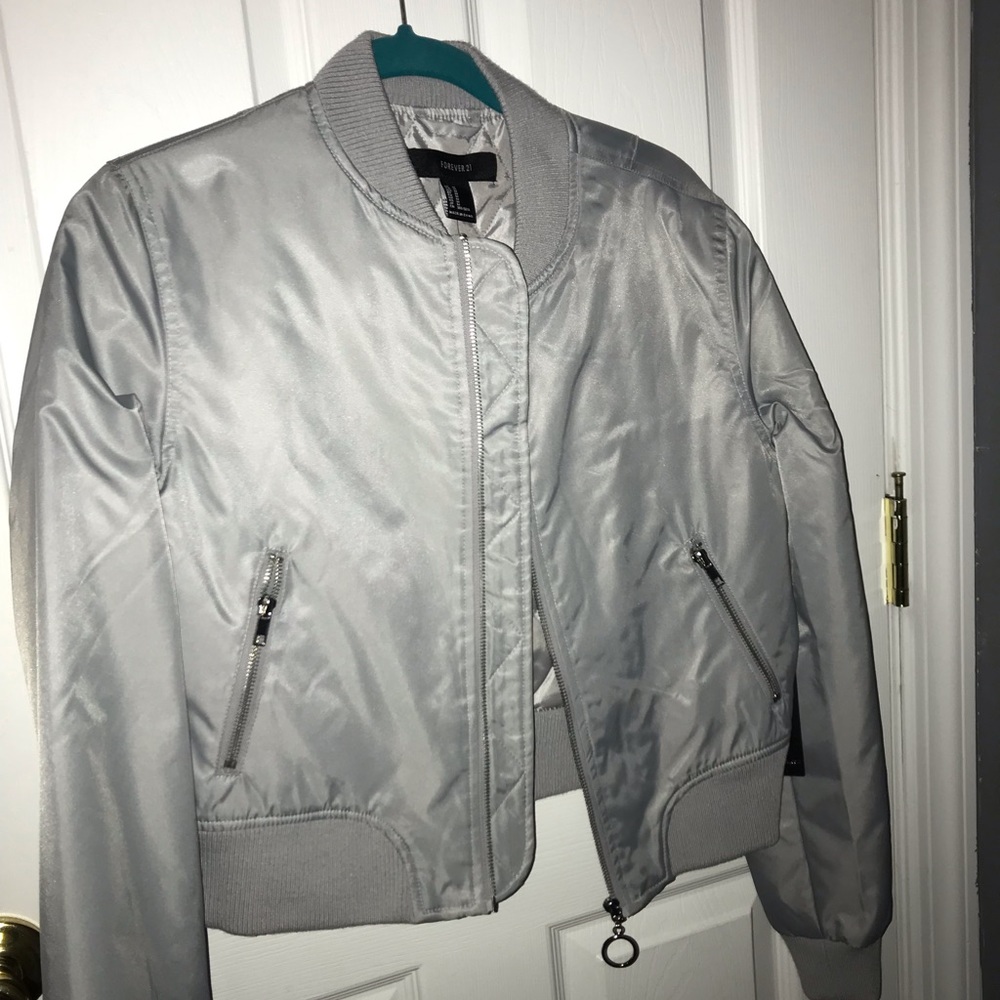 Never worn! Grey bomber jacket
